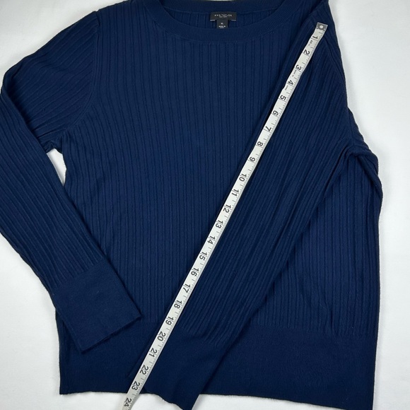 Ann Taylor Factory Rib Knit Crew Neck Sweater - Dark Blue - Picture 8 of 8